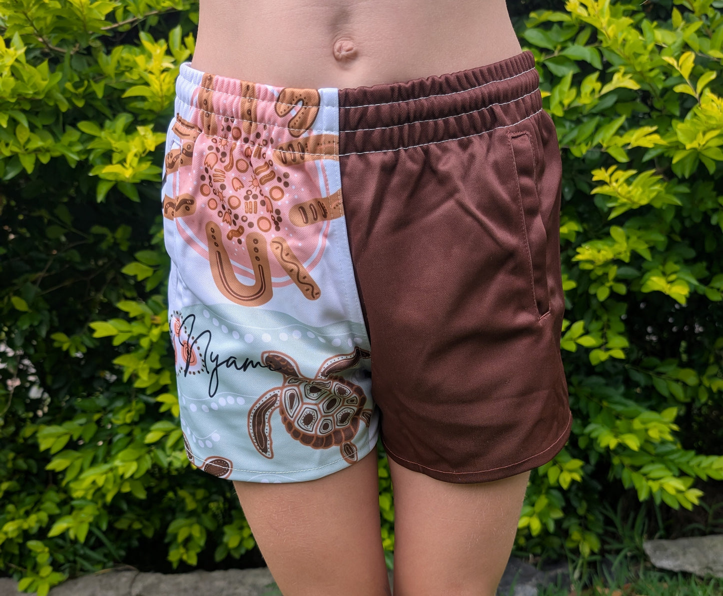 Gumbaynggirr nyami footy shorts